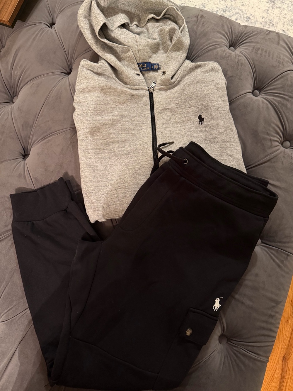 Polo by Ralph Lauren Black Joggers with Gray Zip Hoodie